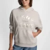 Bluza DKNY Jeansy z satynową aplikacją i logo wykonanym ściegiem łańcuszkowym