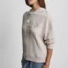 Bluza DKNY Jeansy z satynową aplikacją i logo wykonanym ściegiem łańcuszkowym