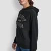 Bluza DKNY Jeansy z satynową aplikacją i logo wykonanym ściegiem łańcuszkowym
