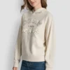 Bluza DKNY Jeansy z satynową aplikacją i logo wykonanym ściegiem łańcuszkowym