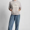Bluza DKNY Jeansy z satynową aplikacją i logo wykonanym ściegiem łańcuszkowym