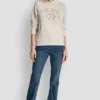 Bluza DKNY Jeansy z satynową aplikacją i logo wykonanym ściegiem łańcuszkowym