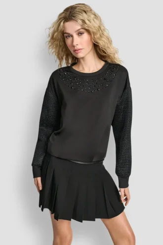 Bluza typu bubble z mieszanych materiałów