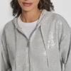 Bluza z kapturem i zamkiem błyskawicznym z cekinami