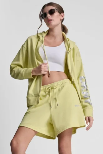 Bluza z kapturem i zamkiem na całej długości z foliowym logo