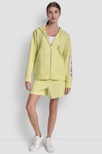 Bluza z kapturem i zamkiem na całej długości z foliowym logo
