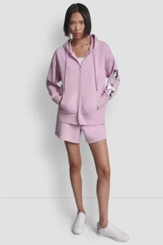 Bluza z kapturem i zamkiem na całej długości z foliowym logo