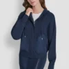 Bluza z kapturem i zapięciem na zamek, z opadającymi ramionami