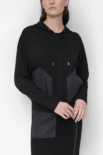 Bluza z kapturem i zapięciem na zamek, z opadającymi ramionami