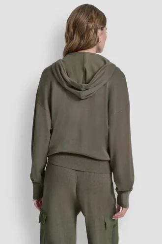 Bluza z kapturem i zapięciem na zamek, z opadającymi ramionami