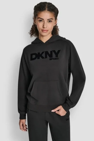 Bluza z kapturem oversize z flokowanym logo