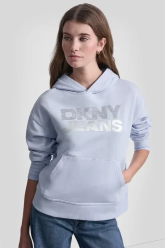 Bluza z kapturem z logo z folii z cyrkoniami