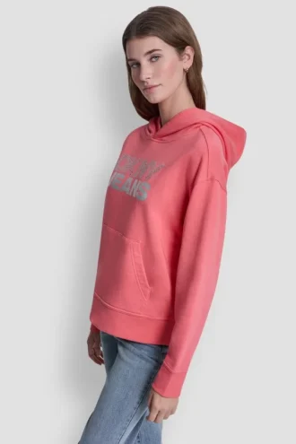 Bluza z kapturem z logo z folii z cyrkoniami