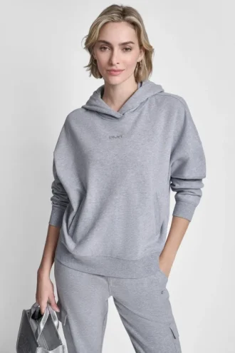 Bluza z kapturem z polaru z metalicznym logo w bąbelki i opadającymi ramionami