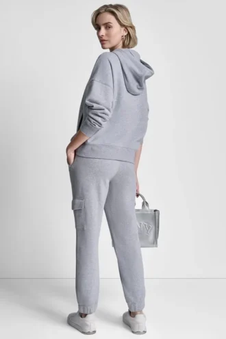 Bluza z kapturem z polaru z metalicznym logo w bąbelki i opadającymi ramionami