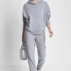 Bluza z kapturem z polaru z metalicznym logo w bąbelki i opadającymi ramionami