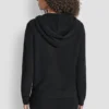 Bluza z kapturem z przędzy piórkowej, ze sznurkami i logo w tym samym kolorze
