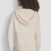 Bluza z kapturem z przędzy piórkowej, ze sznurkami i logo w tym samym kolorze