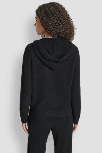 Bluza z kapturem z przędzy piórkowej, ze sznurkami i logo w tym samym kolorze