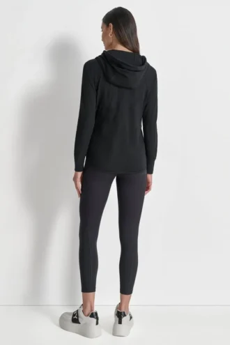 Bluza z kapturem z zamkiem na całej długości i wzorem waflowym