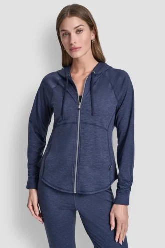 Bluza z kapturem z zamkiem na całej długości w stylu spacedye