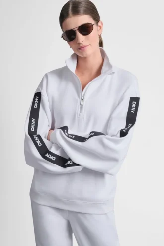 Bluza z logo i zamkiem do połowy długości