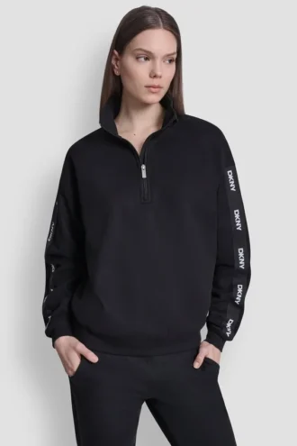 Bluza z logo i zamkiem do połowy długości