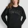 Bluza z okrągłym dekoltem DKNY z nadrukowanym logo NY z Cyrkoniami
