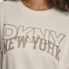 Bluza z okrągłym dekoltem DKNY z nadrukowanym logo NY z Cyrkoniami