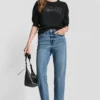 Bluza z okrągłym dekoltem DKNY z nadrukowanym logo NY z Cyrkoniami