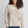 Bluza z okrągłym dekoltem i logo DKNY z ćwiekami z cyrkoniami