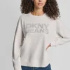 Bluza z okrągłym dekoltem i logo DKNY z ćwiekami z cyrkoniami