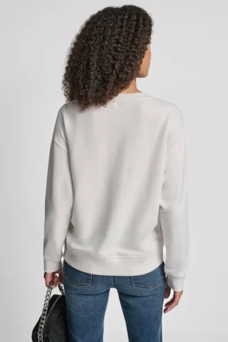 Bluza z okrągłym dekoltem i logo DKNY z ćwiekami z cyrkoniami