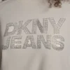 Bluza z okrągłym dekoltem i logo DKNY z ćwiekami z cyrkoniami