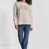 Bluza z okrągłym dekoltem i logo DKNY z ćwiekami z cyrkoniami