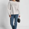 Bluza z okrągłym dekoltem i logo DKNY z ćwiekami z cyrkoniami