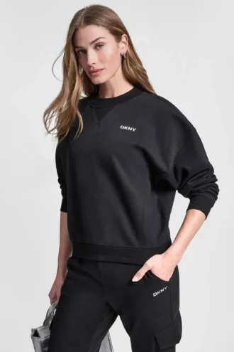 Bluza z polaru z metalicznym logo w bąbelki