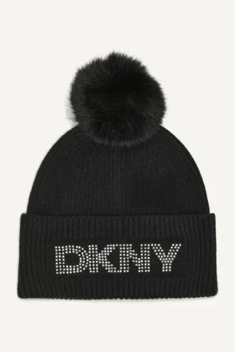 Czapka Disco DKNY z pomponem ze sztucznego futra