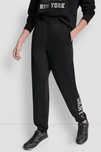 Joggersy DKNY 1989 z logo z kryształkami