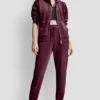 Joggersy slim fit z welurowym haftowanym logo