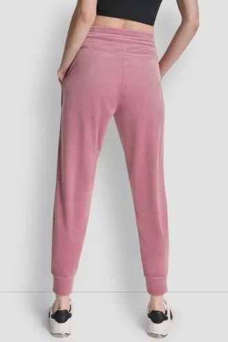 Joggersy slim fit z welurowym haftowanym logo