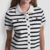 Kardigan polo w paski z krótkim rękawem