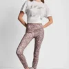 Legginsy z wysoką talią, długości 7/8, z nadrukiem i kieszeniami