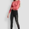 Legginsy z wysokim stanem, efektem ombré i logo, o długości 7/8