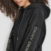 Luźna bluza z kapturem z logo z cyrkoniami na rękawach