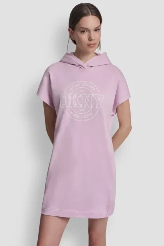 Mini sukienka z kapturem i logo Collegiate Medallion