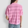 Przezroczysty sweter polo w paski