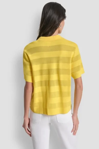 Przezroczysty sweter polo w paski