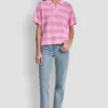 Przezroczysty sweter polo w paski