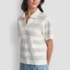 Przezroczysty sweter polo w paski